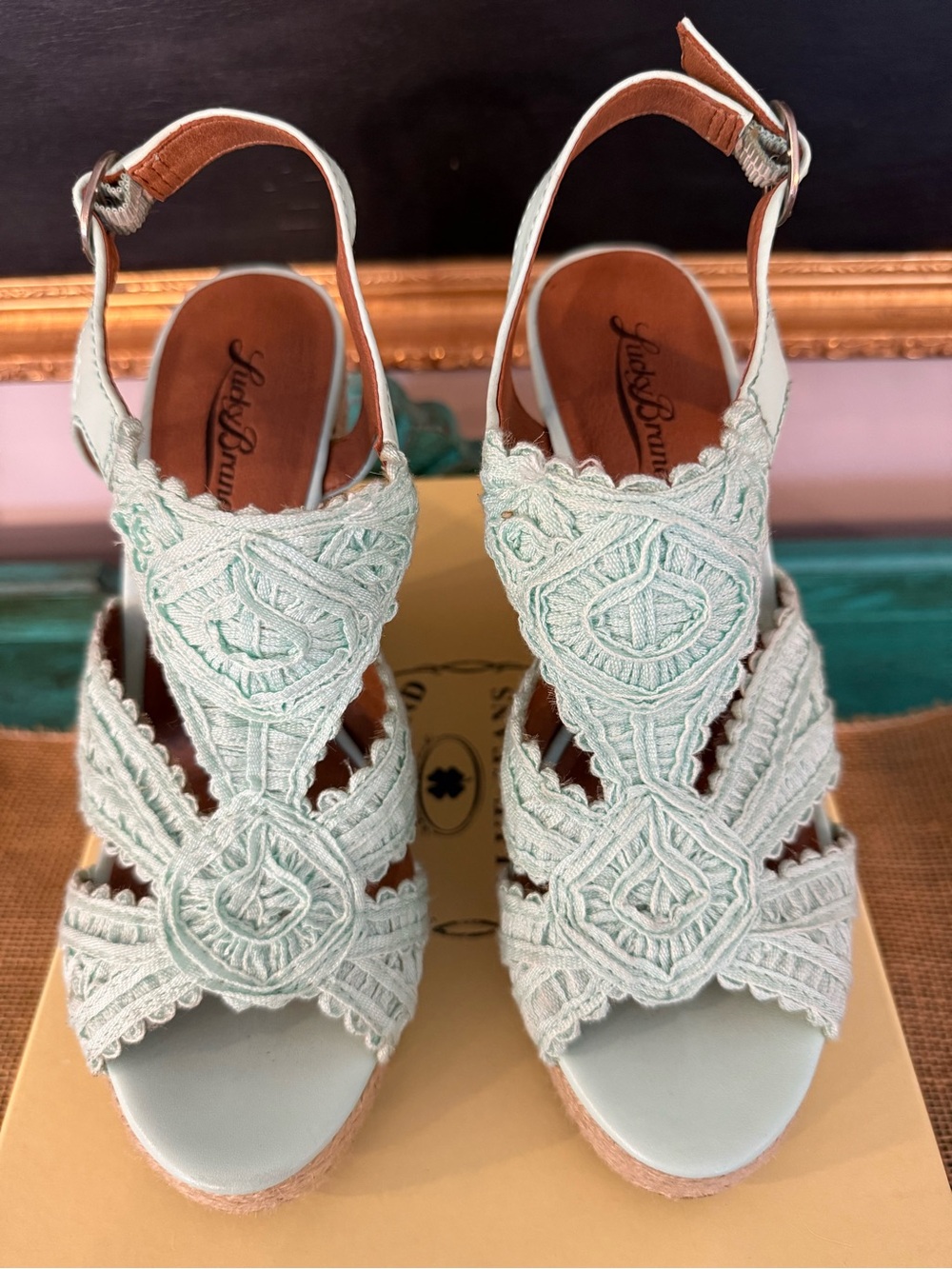 Lucky Brand Mint Green Wedge Sandals